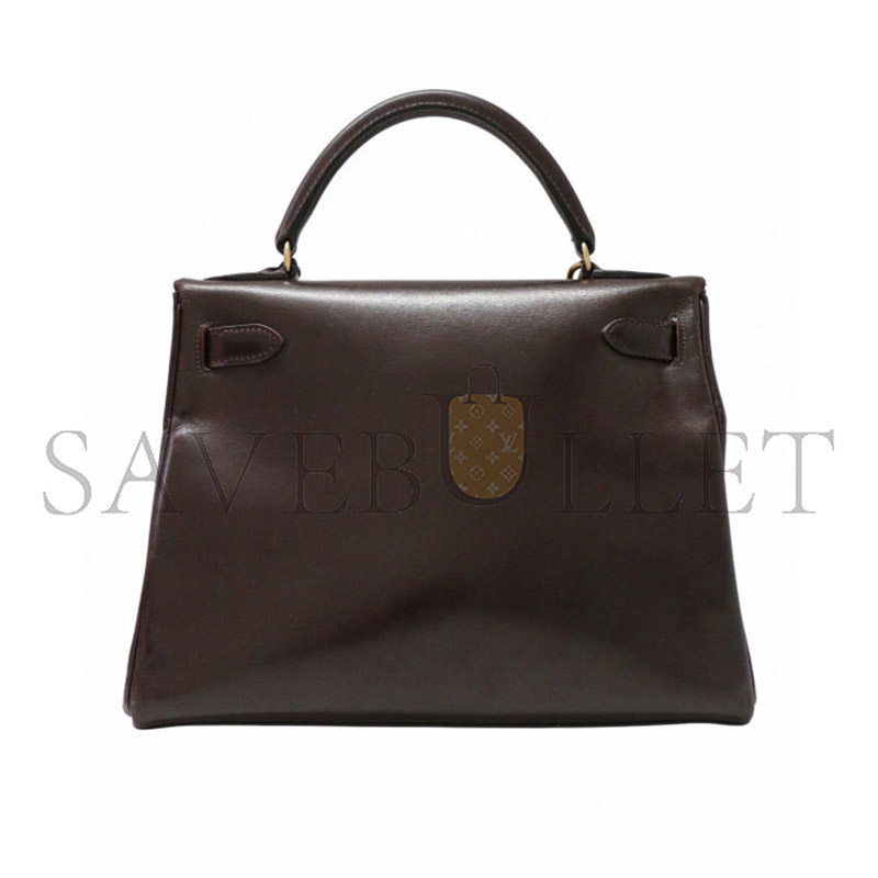H**me5 master kelly 28 box leather chocolate brown gold hardware (28*22*10cm)